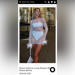 White fox disco inferno sparkle mini dress